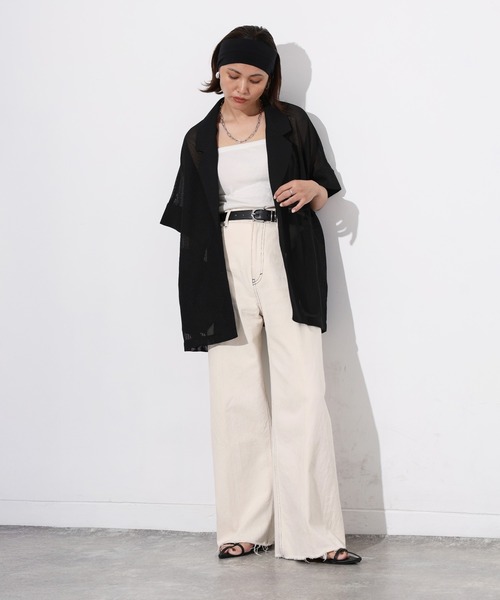 Floran(フローラン)の「メッシュ半袖ジャケット(テーラードジャケット・レディース・ブラウン/ブラック/アイボリー・FREE)」の19枚目の写真