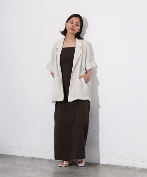 Floran(フローラン)の「メッシュ半袖ジャケット(テーラードジャケット・レディース・ブラウン/ブラック/アイボリー・FREE)」の16枚目の写真