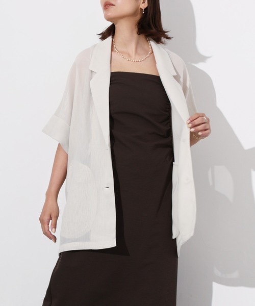 Floran(フローラン)の「メッシュ半袖ジャケット(テーラードジャケット・レディース・ブラウン/ブラック/アイボリー・FREE)」の17枚目の写真