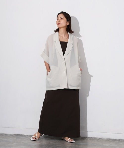 Floran(フローラン)の「メッシュ半袖ジャケット(テーラードジャケット・レディース・ブラウン/ブラック/アイボリー・FREE)」の18枚目の写真