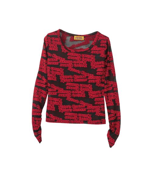 再再値下げヒステリックグラマー　総柄キャラクターロゴ トップス 再再値下げヒステリックグラマー 総柄キャラクターロゴ トップス