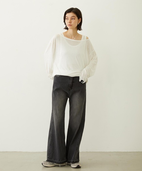 MILKFED.（ミルクフェド）の「FLARED DENIM PANTS（デニムパンツ・レディース・ブラック/インディゴブルー・S/M）」の7枚目の写真