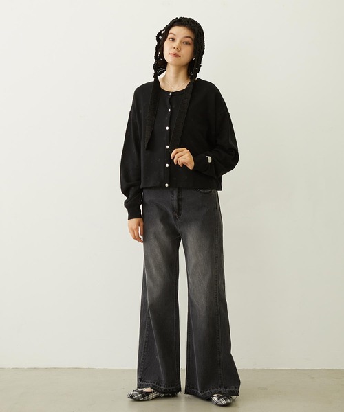 MILKFED.（ミルクフェド）の「FLARED DENIM PANTS（デニムパンツ・レディース・ブラック/インディゴブルー・S/M）」の14枚目の写真