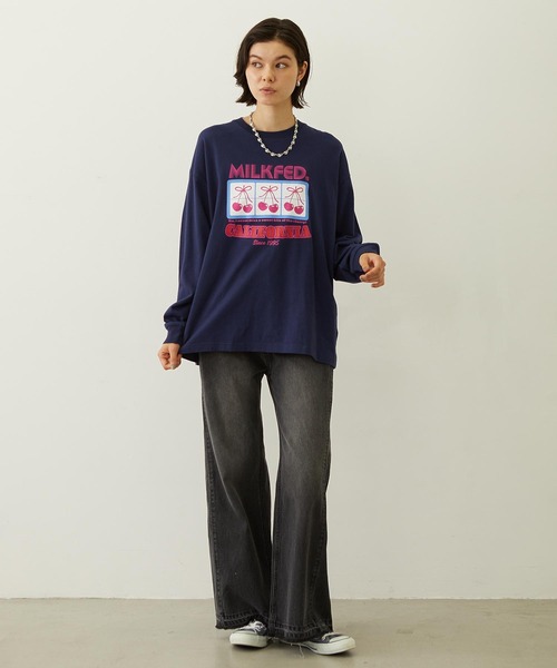 MILKFED.（ミルクフェド）の「FLARED DENIM PANTS（デニムパンツ・レディース・ブラック/インディゴブルー・S/M）」の17枚目の写真