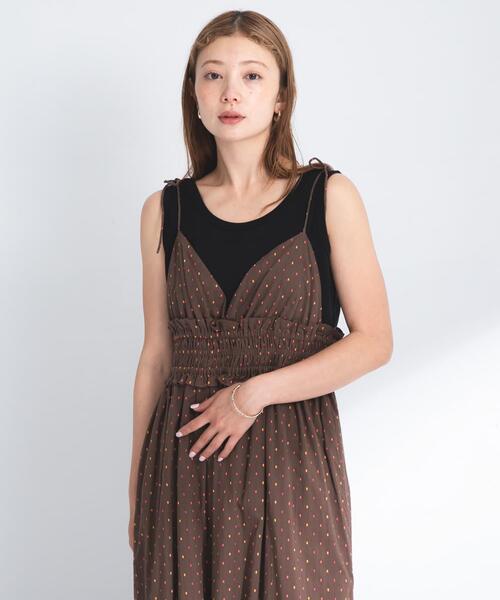 URBAN RESEARCH Sonny Label（アーバンリサーチサニーレーベル）の「コットンドビーシャーリングキャミワンピース（ワンピース・レディース・ブラウン/ブラック・FREE）」の13枚目の写真
