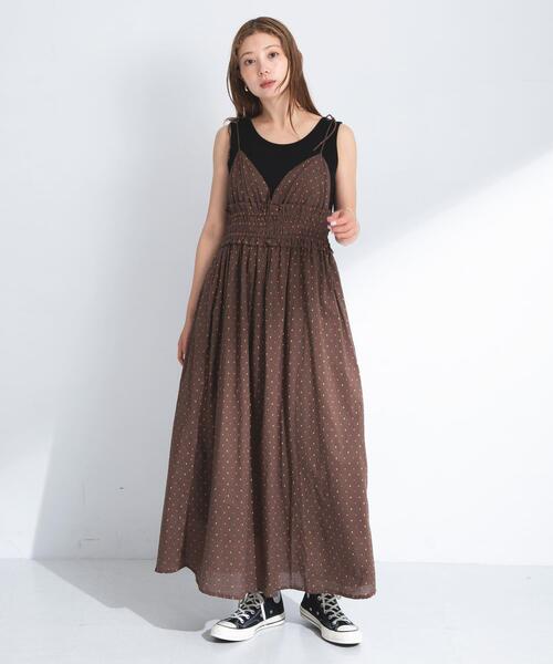 URBAN RESEARCH Sonny Label（アーバンリサーチサニーレーベル）の「コットンドビーシャーリングキャミワンピース（ワンピース・レディース・ブラウン/ブラック・FREE）」の15枚目の写真