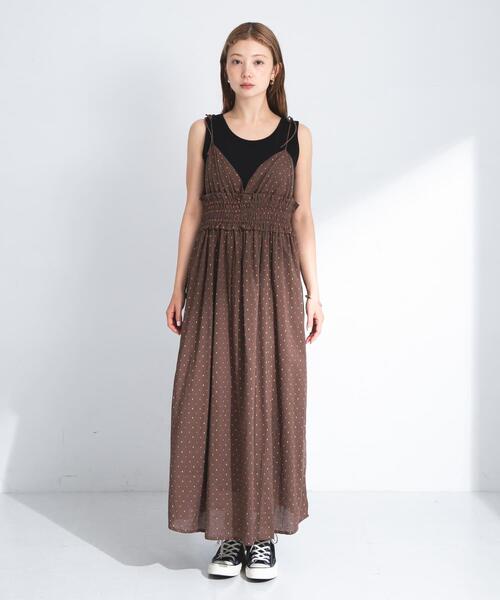 URBAN RESEARCH Sonny Label（アーバンリサーチサニーレーベル）の「コットンドビーシャーリングキャミワンピース（ワンピース・レディース・ブラウン/ブラック・FREE）」の18枚目の写真