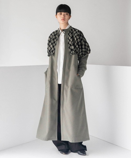 mintdesigns（ミントデザインズ）の「MIX CHECK DRESS COAT（その他アウター・レディース・ホワイト/ブラック・ONESIZE）」の2枚目の写真