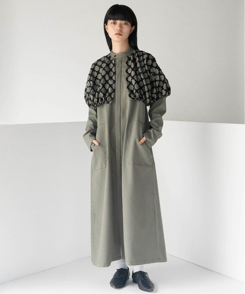 mintdesigns（ミントデザインズ）の「MIX CHECK DRESS COAT（その他アウター・レディース・ホワイト/ブラック・ONESIZE）」の3枚目の写真
