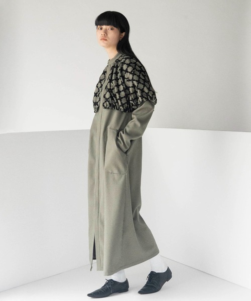 mintdesigns（ミントデザインズ）の「MIX CHECK DRESS COAT（その他アウター・レディース・ホワイト/ブラック・ONESIZE）」の4枚目の写真