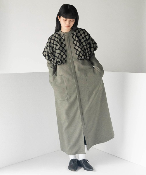 mintdesigns（ミントデザインズ）の「MIX CHECK DRESS COAT（その他アウター・レディース・ホワイト/ブラック・ONESIZE）」の6枚目の写真