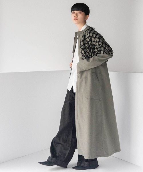 mintdesigns（ミントデザインズ）の「MIX CHECK DRESS COAT（その他アウター・レディース・ホワイト/ブラック・ONESIZE）」の7枚目の写真