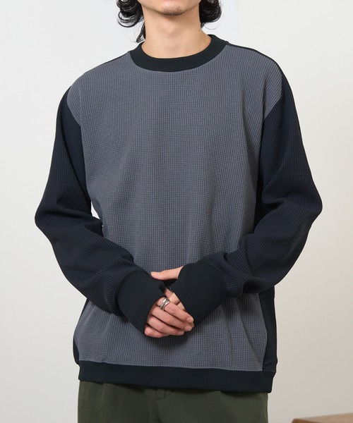 narifuri（ナリフリ）の「【narifuri】マルチワッフルクルーネックスウェット NF1173（スウェット・メンズ・その他2/その他1/ブラック/ホワイト/カーキ・S/XL/L/M）」の5枚目の写真