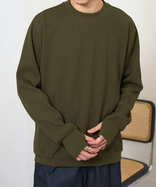 narifuri（ナリフリ）の「【narifuri】マルチワッフルクルーネックスウェット NF1173（スウェット・メンズ・その他2/その他1/ブラック/ホワイト/カーキ・S/XL/L/M）」の3枚目の写真