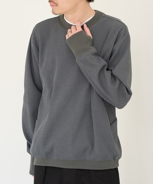 narifuri(ナリフリ)の「【narifuri】マルチワッフルクルーネックスウェット NF1173(スウェット・メンズ・その他2/その他1/ブラック/ホワイト/カーキ/ライトグレー/チャコールグレー・S/XL/L/M)」の3枚目の写真