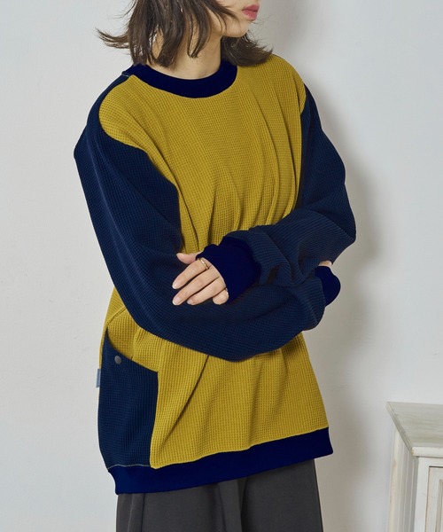 narifuri（ナリフリ）の「【narifuri】マルチワッフルクルーネックスウェット NF1173（スウェット・メンズ・その他2/その他1/ブラック/ホワイト/カーキ・S/XL/L/M）」の11枚目の写真