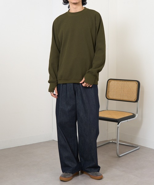 narifuri（ナリフリ）の「【narifuri】マルチワッフルクルーネックスウェット NF1173（スウェット・メンズ・その他2/その他1/ブラック/ホワイト/カーキ・S/XL/L/M）」の21枚目の写真