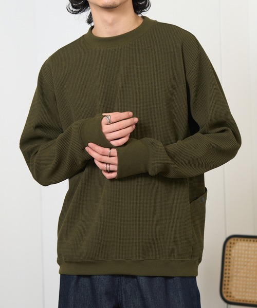 narifuri（ナリフリ）の「【narifuri】マルチワッフルクルーネックスウェット NF1173（スウェット・メンズ・その他2/その他1/ブラック/ホワイト/カーキ・S/XL/L/M）」の19枚目の写真