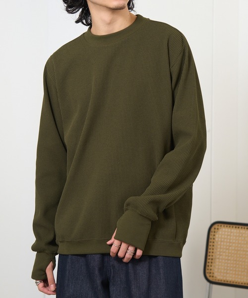 narifuri（ナリフリ）の「【narifuri】マルチワッフルクルーネックスウェット NF1173（スウェット・メンズ・その他2/その他1/ブラック/ホワイト/カーキ・S/XL/L/M）」の9枚目の写真