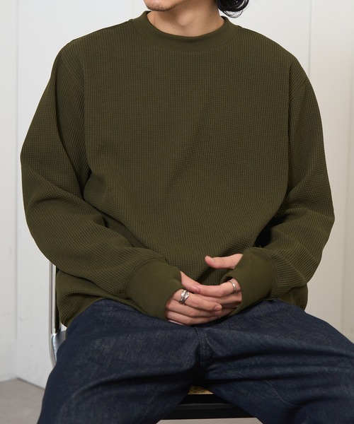 narifuri（ナリフリ）の「【narifuri】マルチワッフルクルーネックスウェット NF1173（スウェット・メンズ・その他2/その他1/ブラック/ホワイト/カーキ・S/XL/L/M）」の8枚目の写真