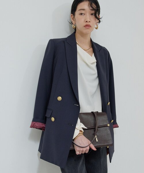GALLARDAGALANTE（ガリャルダガランテ）の「ピークドラペルジャケット（テーラードジャケット・レディース・ネイビー/グレー・FREE）」の2枚目の写真
