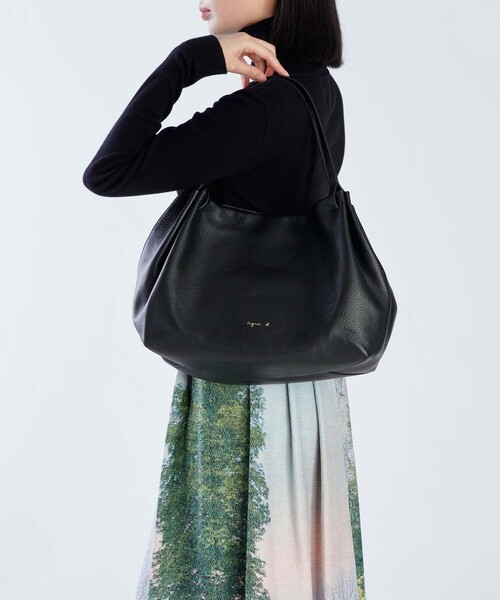 agnes b.(アニエスベー)の「レザー ラージ トートバッグ"Zoe" ZAS05-02(トートバッグ・レディース・ブラック・FREE)」の3枚目の写真