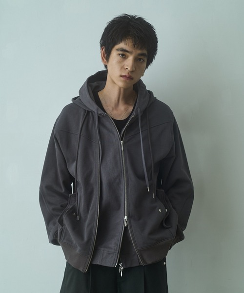 PHILTHEORY(フィルセオリー)の「Layered duck sweat parka / レイヤードダックスウェットパーカー(パーカー・メンズ・ブラック/グレー・3/2/1)」の2枚目の写真