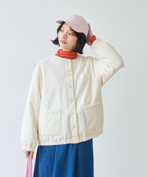 bulle de savon（ビュルデサボン）の「《early spring》100/-ブロード EDODAKI 中綿ブルゾン（ブルゾン・レディース・チャコールグレー/アイボリー・FREE）」の2枚目の写真