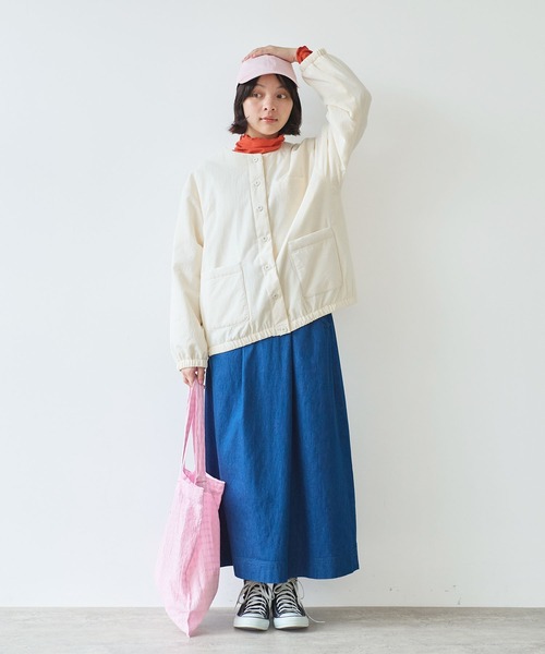 bulle de savon（ビュルデサボン）の「《early spring》100/-ブロード EDODAKI 中綿ブルゾン（ブルゾン・レディース・チャコールグレー/アイボリー・FREE）」の7枚目の写真