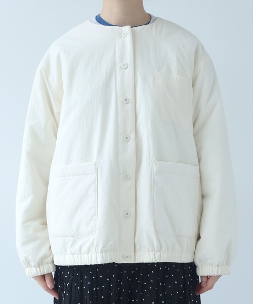 bulle de savon（ビュルデサボン）の「《early spring》100/-ブロード EDODAKI 中綿ブルゾン（ブルゾン・レディース・チャコールグレー/アイボリー・FREE）」の15枚目の写真