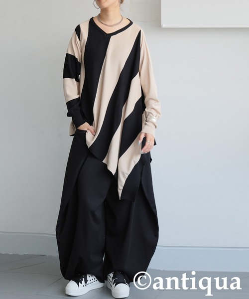 2021FW バイアスニット バイアスボーダーニット（ニット/セーター）｜antiqua