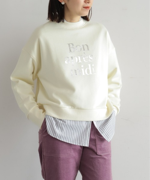 NOMBRE IMPAIR（ノンブルアンペール）の「フレーズ箔PT　ハイネックP/O（Tシャツ/カットソー・レディース・ホワイト/チャコールグレー・FREE）」の8枚目の写真