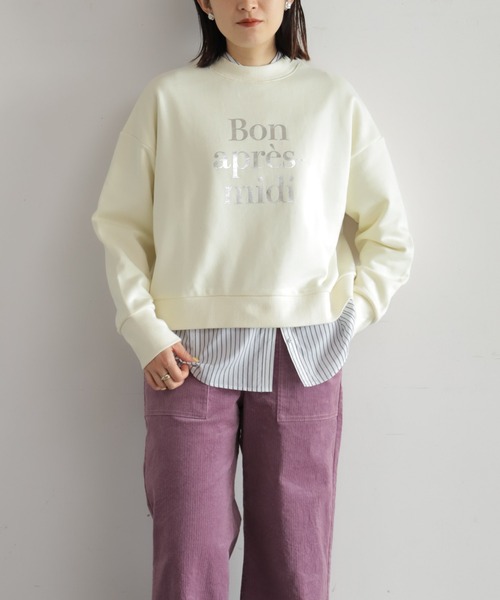 NOMBRE IMPAIR（ノンブルアンペール）の「フレーズ箔PT　ハイネックP/O（Tシャツ/カットソー・レディース・ホワイト/チャコールグレー・FREE）」の6枚目の写真