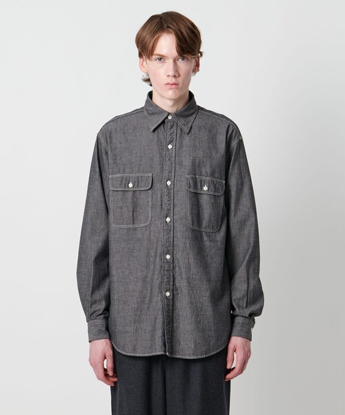 District＞シャンブレー ダブルポケット レギュラーカラーシャツ