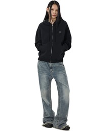 OPEN YY ストライプ ジップアップパーカー OY/オーワイ』STRIPE PATCH HOODIE ZIP UP/ストライプパッチジップ