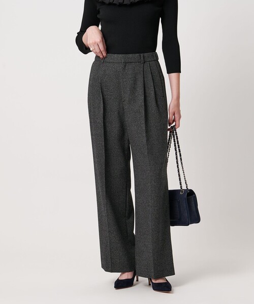 UNITED ARROWS（ユナイテッドアローズ）の「2タック メランジ ワイド パンツ ‐ウォッシャブル‐（その他パンツ・レディース・ブラック/ワイン・38/36/40/34）」の2枚目の写真