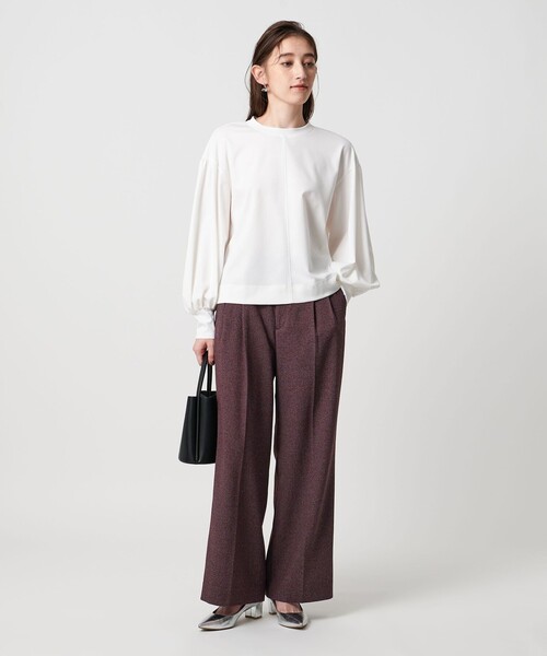 UNITED ARROWS（ユナイテッドアローズ）の「2タック メランジ ワイド パンツ ‐ウォッシャブル‐（その他パンツ・レディース・ブラック/ワイン・38/36/40/34）」の3枚目の写真