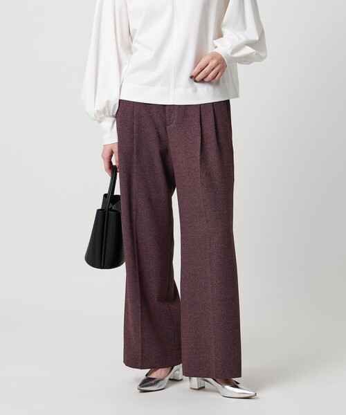 UNITED ARROWS（ユナイテッドアローズ）の「2タック メランジ ワイド パンツ ‐ウォッシャブル‐（その他パンツ・レディース・ブラック/ワイン・38/36/40/34）」の4枚目の写真