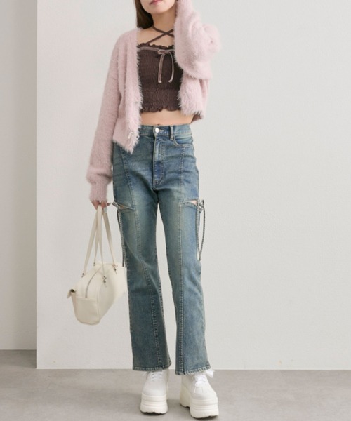 OLIVE des OLIVE（オリーブデオリーブ）の「ベロアリボンシャーリングキャミ（キャミソール・レディース・ブラウン/オフホワイト/その他・FREE）」の17枚目の写真