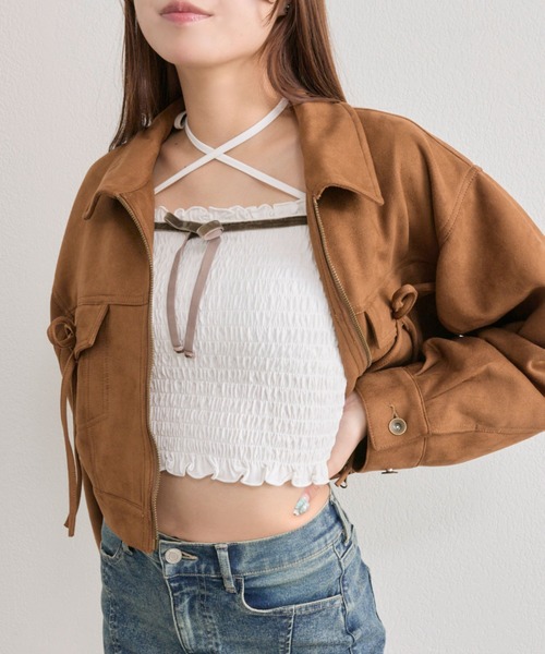 OLIVE des OLIVE（オリーブデオリーブ）の「ベロアリボンシャーリングキャミ（キャミソール・レディース・ブラウン/オフホワイト/その他・FREE）」の21枚目の写真