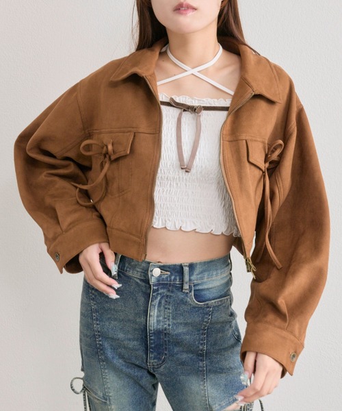 OLIVE des OLIVE（オリーブデオリーブ）の「ベロアリボンシャーリングキャミ（キャミソール・レディース・ブラウン/オフホワイト/その他・FREE）」の20枚目の写真