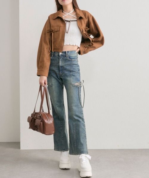 OLIVE des OLIVE（オリーブデオリーブ）の「ベロアリボンシャーリングキャミ（キャミソール・レディース・ブラウン/オフホワイト/その他・FREE）」の22枚目の写真