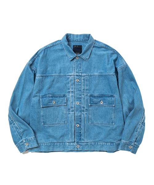 meanswhile(ミーンズワイル)の「Fade Denim Pleated Sleeve Blouse(デニムジャケット・メンズ・インディゴブルー/オフホワイト・4(XL)/3(L)/1(S)/2(M))」の16枚目の写真