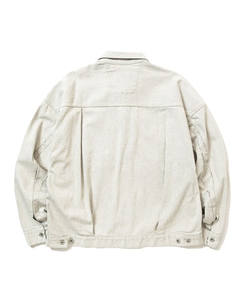 meanswhile(ミーンズワイル)の「Fade Denim Pleated Sleeve Blouse(デニムジャケット・メンズ・インディゴブルー/オフホワイト・4(XL)/3(L)/1(S)/2(M))」の9枚目の写真