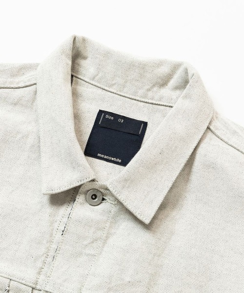 meanswhile(ミーンズワイル)の「Fade Denim Pleated Sleeve Blouse(デニムジャケット・メンズ・インディゴブルー/オフホワイト・4(XL)/3(L)/1(S)/2(M))」の10枚目の写真