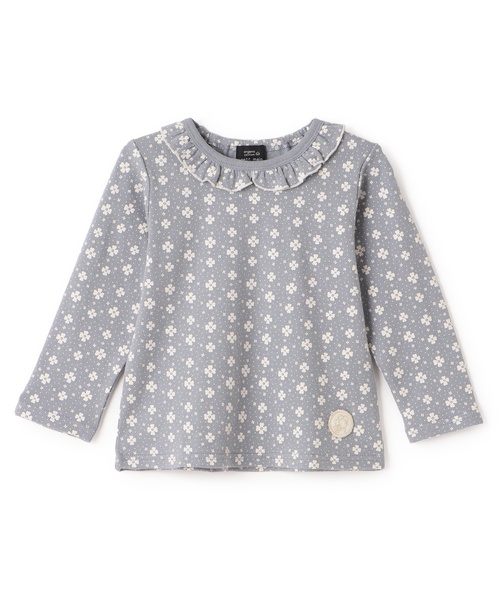 petit main(プティマイン)の「【オーガニック】フリル衿長袖Tシャツ(Tシャツ/カットソー・キッズ・キナリ/ライトピンク/オフホワイト/チャコール/ブルーグリーン・100cm/90cm/80cm/120cm/130cm/110cm)」の4枚目の写真