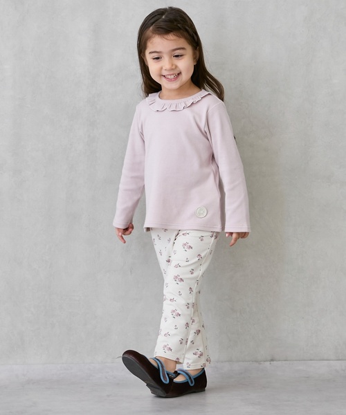 petit main(プティマイン)の「【オーガニック】フリル衿長袖Tシャツ(Tシャツ/カットソー・キッズ・キナリ/ライトピンク/オフホワイト/チャコール/ブルーグリーン・100cm/90cm/80cm/120cm/130cm/110cm)」の7枚目の写真