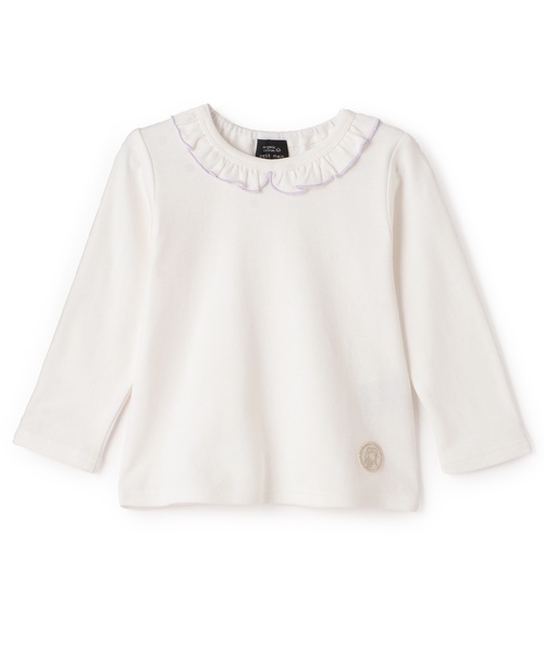 petit main(プティマイン)の「【オーガニック】フリル衿長袖Tシャツ(Tシャツ/カットソー・キッズ・キナリ/ライトピンク/オフホワイト/チャコール/ブルーグリーン・100cm/90cm/80cm/120cm/130cm/110cm)」の11枚目の写真