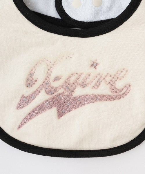 X-girl Stages（エックスガールステージス）の「ラメロゴプリントスタイ（スタイ/よだれかけ・キッズ・ライトブルー/アイボリー・F）」の5枚目の写真