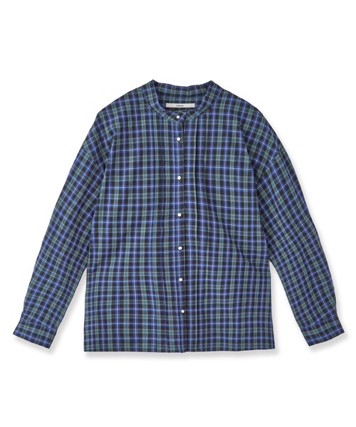 NIMES（ニーム）の「パール釦スタンドタックシャツ（シャツ/ブラウス・レディース・ネイビー/ホワイト/ブルー・FREE）」の2枚目の写真